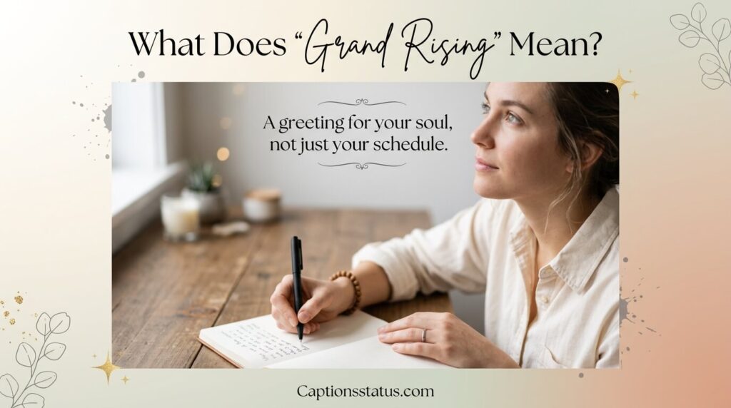 Soft window light journaling “Grand Rising”, showcasing the thoughtful, purposeful, and mindful spirit of this beautiful morning greeting