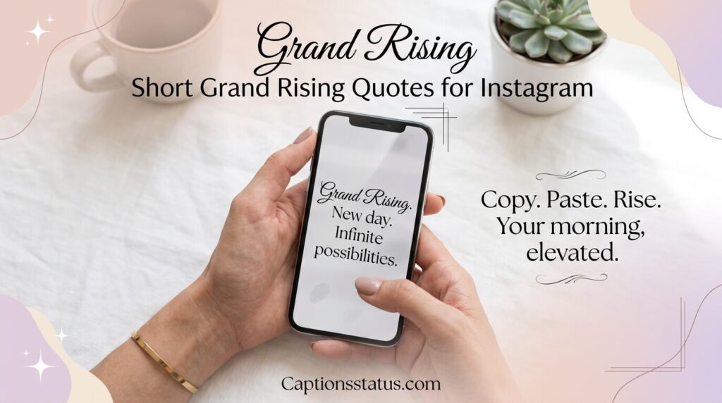 Phone screenshot of a Grand Rising quote, styled Instagram post screenshot, and encourages the perfectly balanced inspiration to go for it in the morning