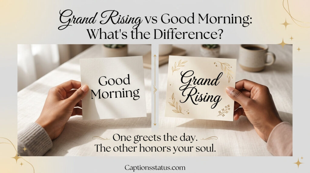 Two hands with handwritten notes “Good Morning” and “Grand Rising” side by side, inviting consideration to the spirit in which you offer the greeting