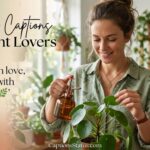 Plant lover gently caring for houseplant in sunlit indoor garden for garden captions plant lovers featured image