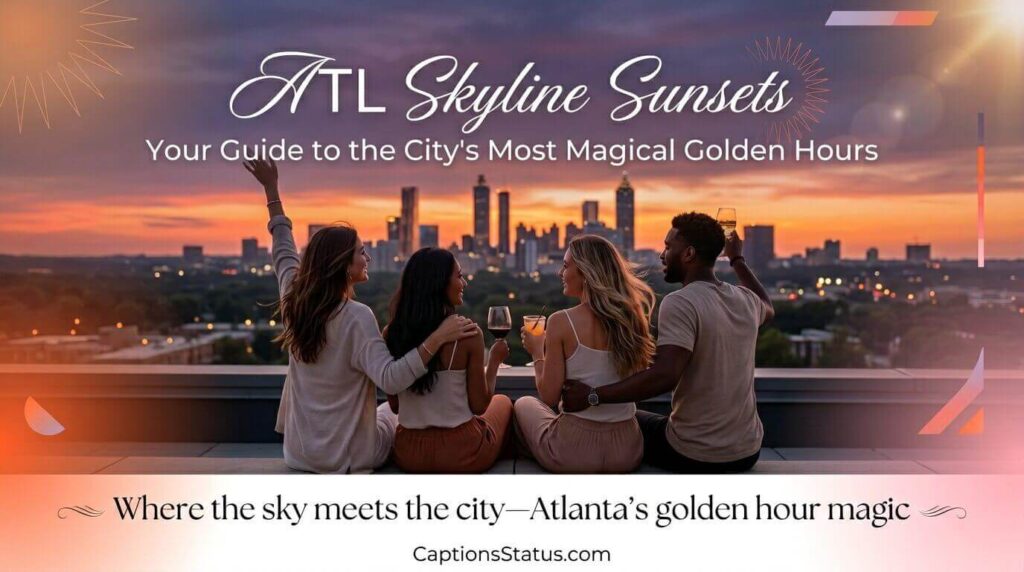 Atlanta skyline sunset watching couple for captions