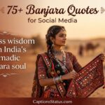 Featured image showing Banjara community woman in authentic traditional attire with mirror-work embroidery holding handcrafted textile for 75+ Banjara quotes social media collection