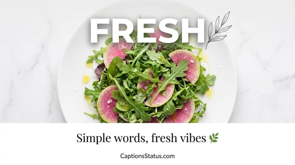 Simple minimalist flat lay of salad for one-word captions Instagram powerful one-word captions