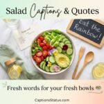 Colourful rainbow salad bowl with fresh ingredients, caption text overlay for Instagram posts