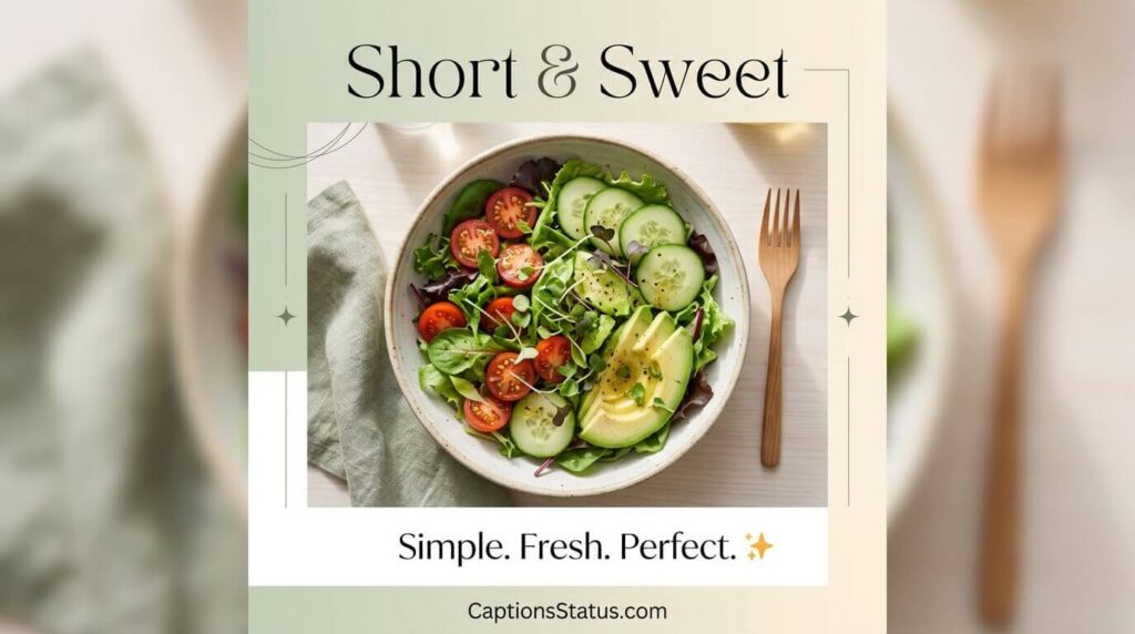 String Instagram salad captions, minimalist elegant open salad bowl