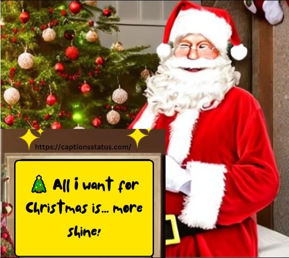 santa wear red dress and box with some text written about Christmas Eve Funny Captions for Instagram