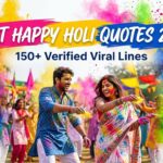 Image showing few couples playing with colors on Holi festival along with title text on image "Best Happy Holi Quotes 2026"
