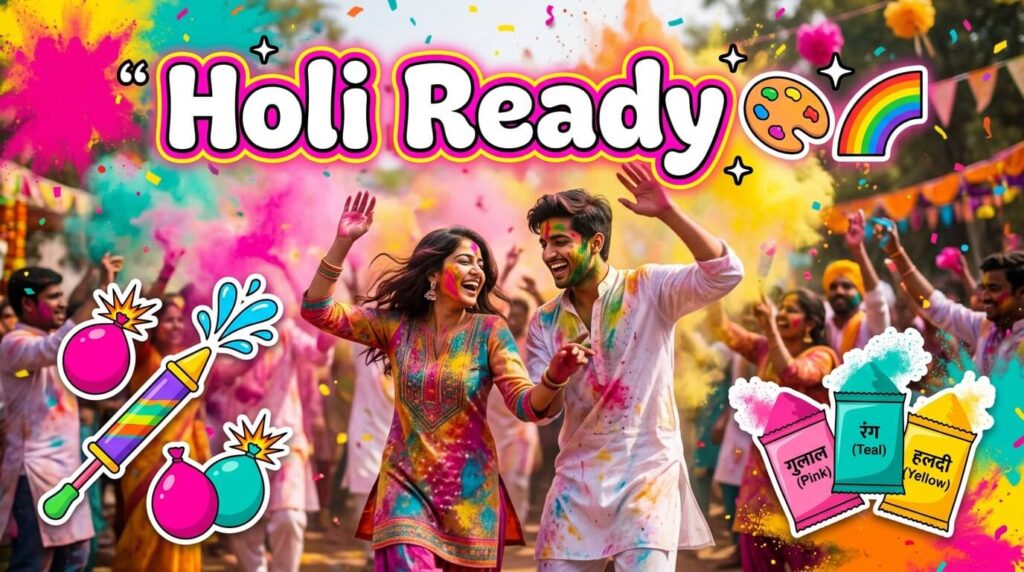 Emoji centric Happy Holi Quotes