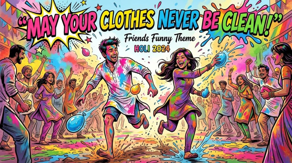 Friends Funny happy holi image